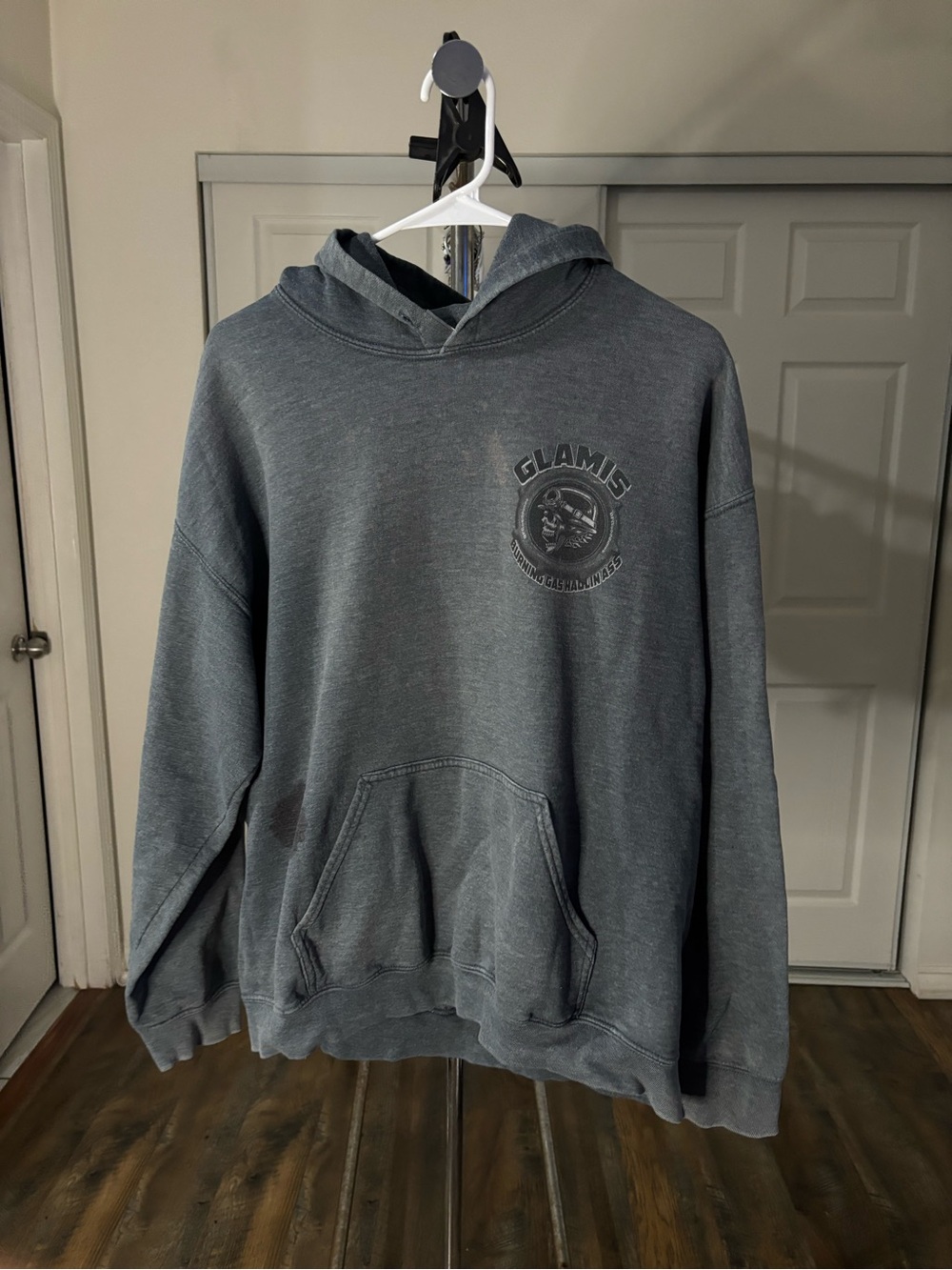 glam Washed Charcoal Gray Pullover Hoodie